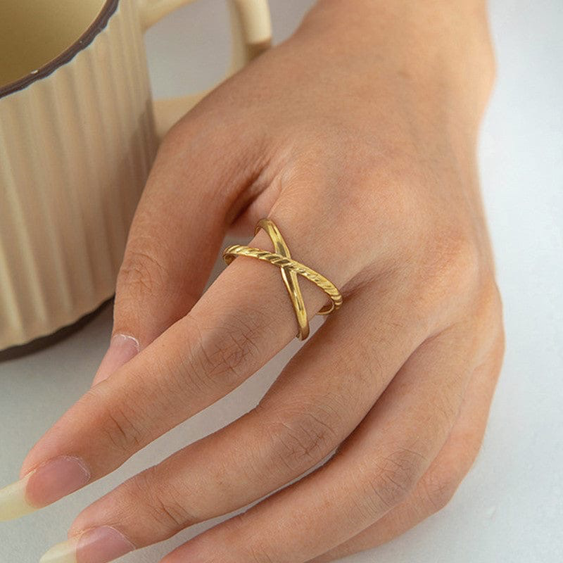 Cross Shaped Adjustable Ring-Gold ABDR3029